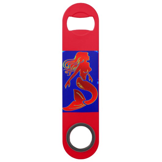 rode pin-up mermaid speed flessenopener (Voorkant)