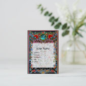 RODE PINKBLAUWE ORIENTALE STROMEN DAMASKMONOGRAM VISITEKAARTJE (Staand voorkant)
