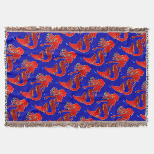 rode pins-up mermaids blauw deken (Voorkant)