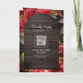 Rode Pioen Bloemige Metselwerkpot QR-code Houten B (Achterkant)