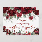Rode Pioen Epifanie Bruiloft Bloemenmeisje Vraag Kaart (Voorkant / Achterkant)