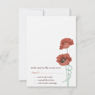 Rode Pioenen Bruiloft RSVP Kaarten Kaartje