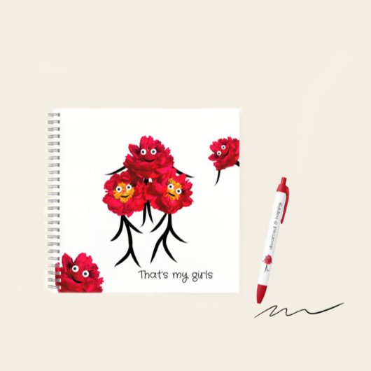 Rode pioenen notitieboek