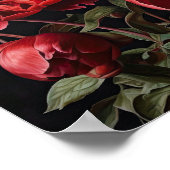 Rode Pioenrozen Bloemen Art Print Poster (Hoek)