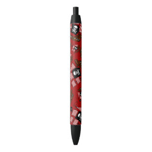 Rode piratenscheepspatroon zwarte inkt pen