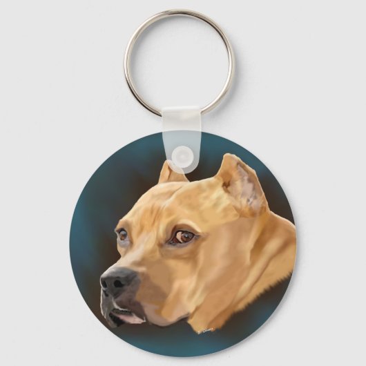 Rode Pitbull-hond Sleutelhanger (Voorkant)