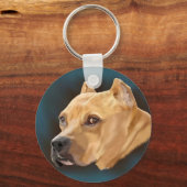 Rode Pitbull-hond Sleutelhanger (Voorkant)