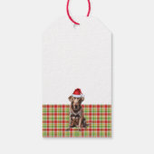 Rode Plaid Chocolade Labrador Hond Kerstmis Cadeaulabel (Achterkant)