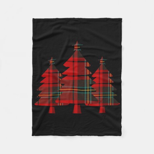 Rode Plaid Kerstboom Pine Trees Fleece Deken (Voorkant)
