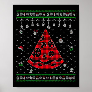 Rode Plaid Pizza Liefhebber Leuke Verschrikkelijke Poster