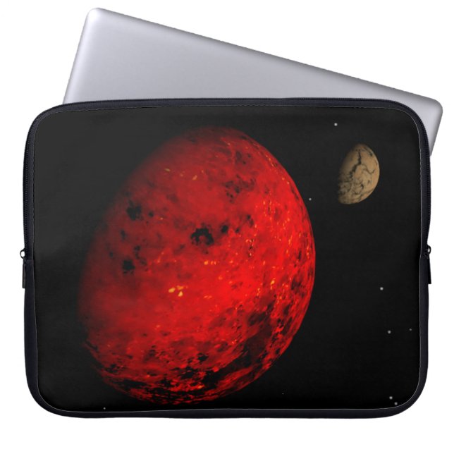 Rode planeet rotsachtige maan laptop sleeve (Voorkant)