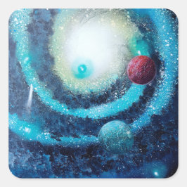 Rode Planeet Vierkante Sticker