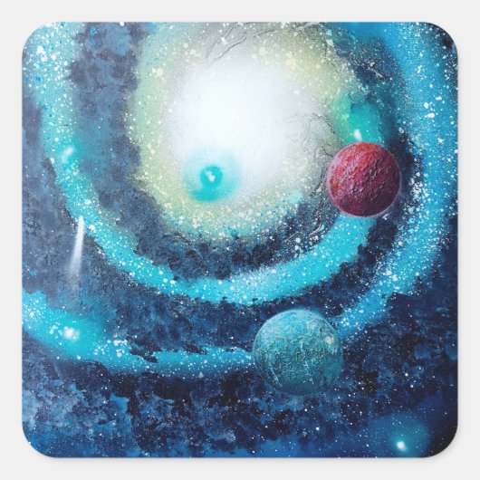Rode Planeet Vierkante Sticker (Voorkant)