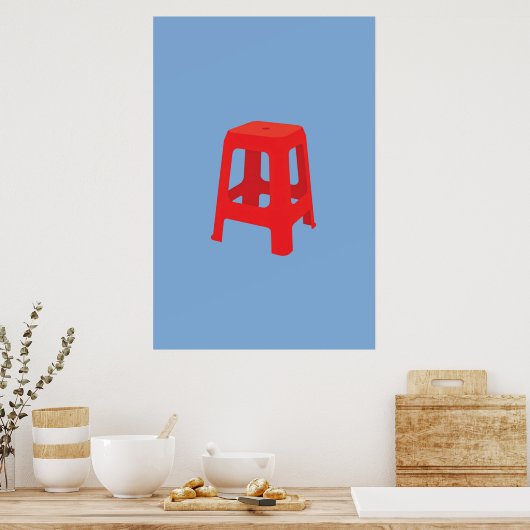 Rode Plastic Kruk Print  (Keuken)