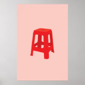 Rode Plastic Kruk Print (Voorkant)