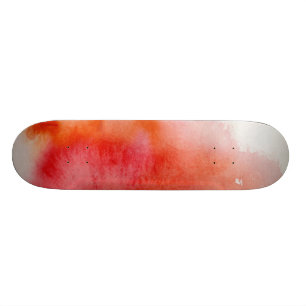 Rode plek, waterverf abstracte hand geschilderd skateboard
