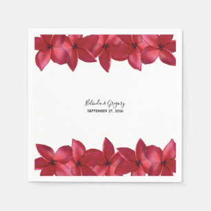 Rode Plumeria Frangipani Bruiloft Servet