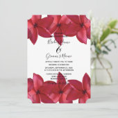 Rode Plumeria Frangipani Wedding Invitations Kaart (Staand voorkant)