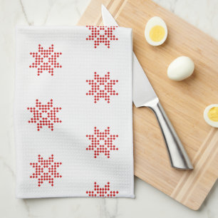 Rode Poinsettia, Abstract Kerstmis Theedoek