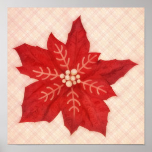 Rode Poinsettia Bloem Kerstvakantie Kunst Poster