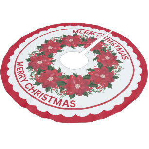 Rode Poinsettia Bloemen & Holly Berries Krans Kerstboom Rok