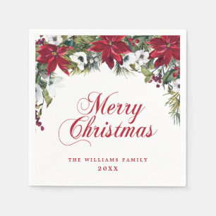 Rode Poinsettia Bloemen Kerstmis PARTIJ Papier Servet
