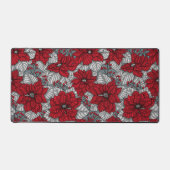 Rode poinsettia en bessen, kerstontwerp bureaumat (Voorkant)