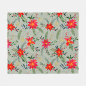 Rode Poinsettia Kerst Bloemen Fleece Deken (Voorkant (Horizontaal))