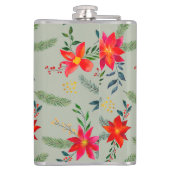 Rode Poinsettia Kerst Bloemen Heupfles (Achterkant)