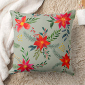 Rode Poinsettia Kerst Bloemen Kussen (Deken)