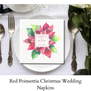 Rode Poinsettia Kerst Huwelijk  Servet