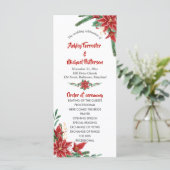 Rode Poinsettia Kerst Huwelijksprogramma Programma (Staand voorkant)