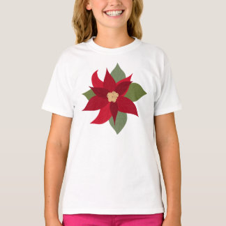 Rode Poinsettia Kerst Kinder T-Shirt