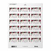 Rode Poinsettia Kerst Retouradres Label (Full Sheet)