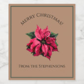  Rode Poinsettia Kerstbloem Aangepaste naam Wijn Etiket (Enkel label)