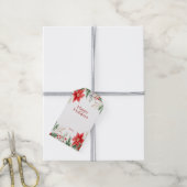 Rode Poinsettia Kerstcadeau Label Cadeaulabel (Met Touw)