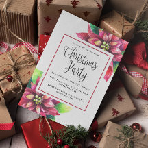 Rode Poinsettia Kerstfeest uitnodiging