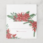 Rode Poinsettia Kerstmis | Wedding Place Card (Buitenkant ongevouwen)