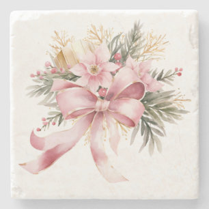 Rode Poinsettia Kerststenen Onderzetters