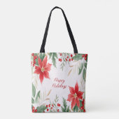 Rode Poinsettia Kerstvakantie Canvas tas (Achterkant)