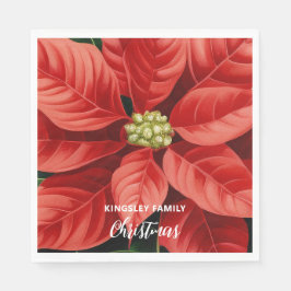 Rode Poinsettia Kerstvakantie gepersonaliseerd Servet