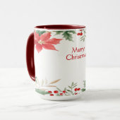 Rode Poinsettia Kerstvakantie Mok (Voorkant links)