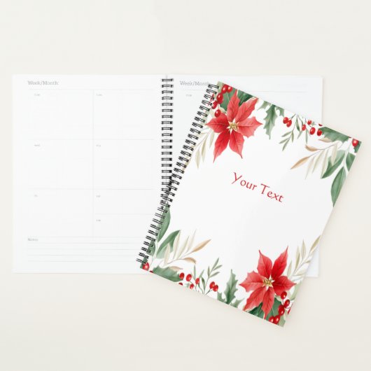 Rode Poinsettia Kerstvakantie Planner (Display)