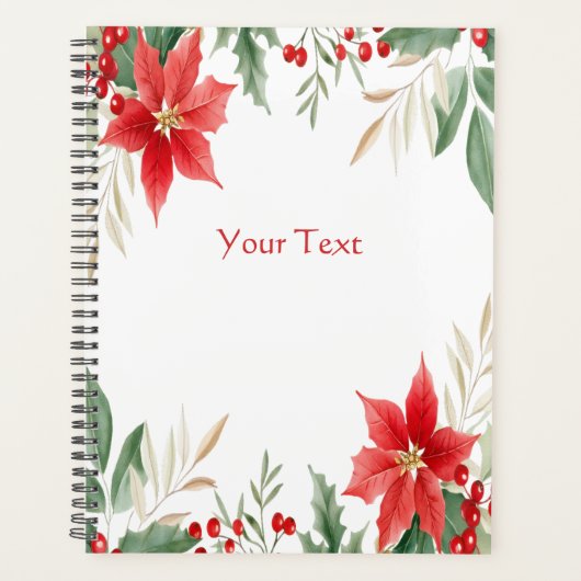 Rode Poinsettia Kerstvakantie Planner (Voorkant)