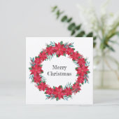 Rode Poinsettia-krans Feestdagenkaart (Staand voorkant)