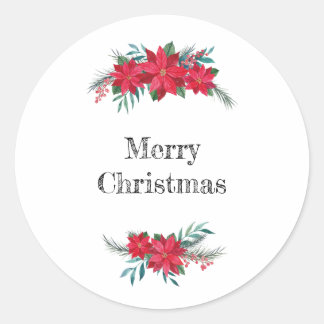 Rode Poinsettia-krans Ronde Sticker