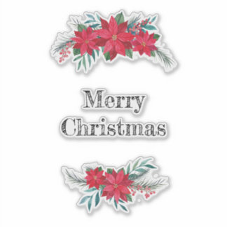 Rode Poinsettia-krans Sticker