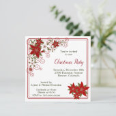 Rode Poinsettia Lijst Kerstfeest Kaart (Staand voorkant)