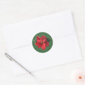 Rode Poinsettia op groen Kerst sticker (Envelop)