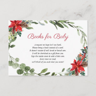 Rode poinsettia voor kerstbaby showers  informatiekaartje